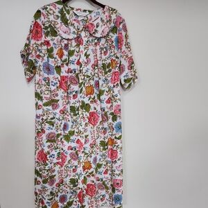 Komar Womens Vintage Floral Print House Dress Size M Preowned